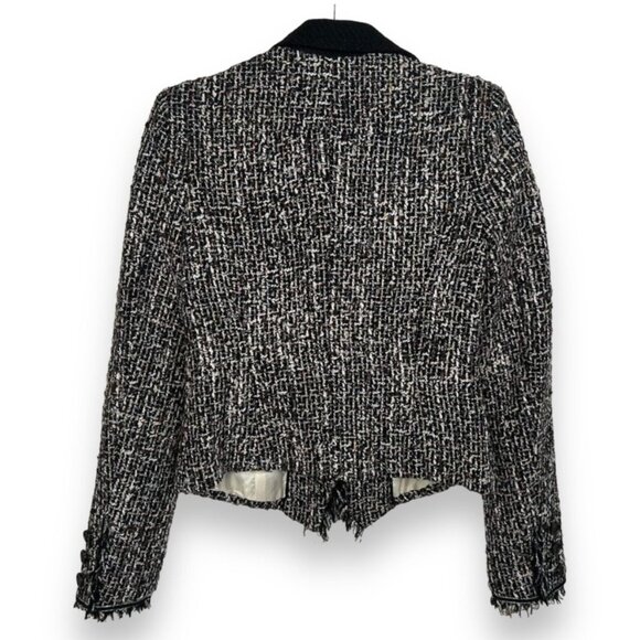 McGinn for Nordstrom Tweed Blazer Jacket Womens 2 Fringe Black Multicolor Notch - Picture 2 of 8